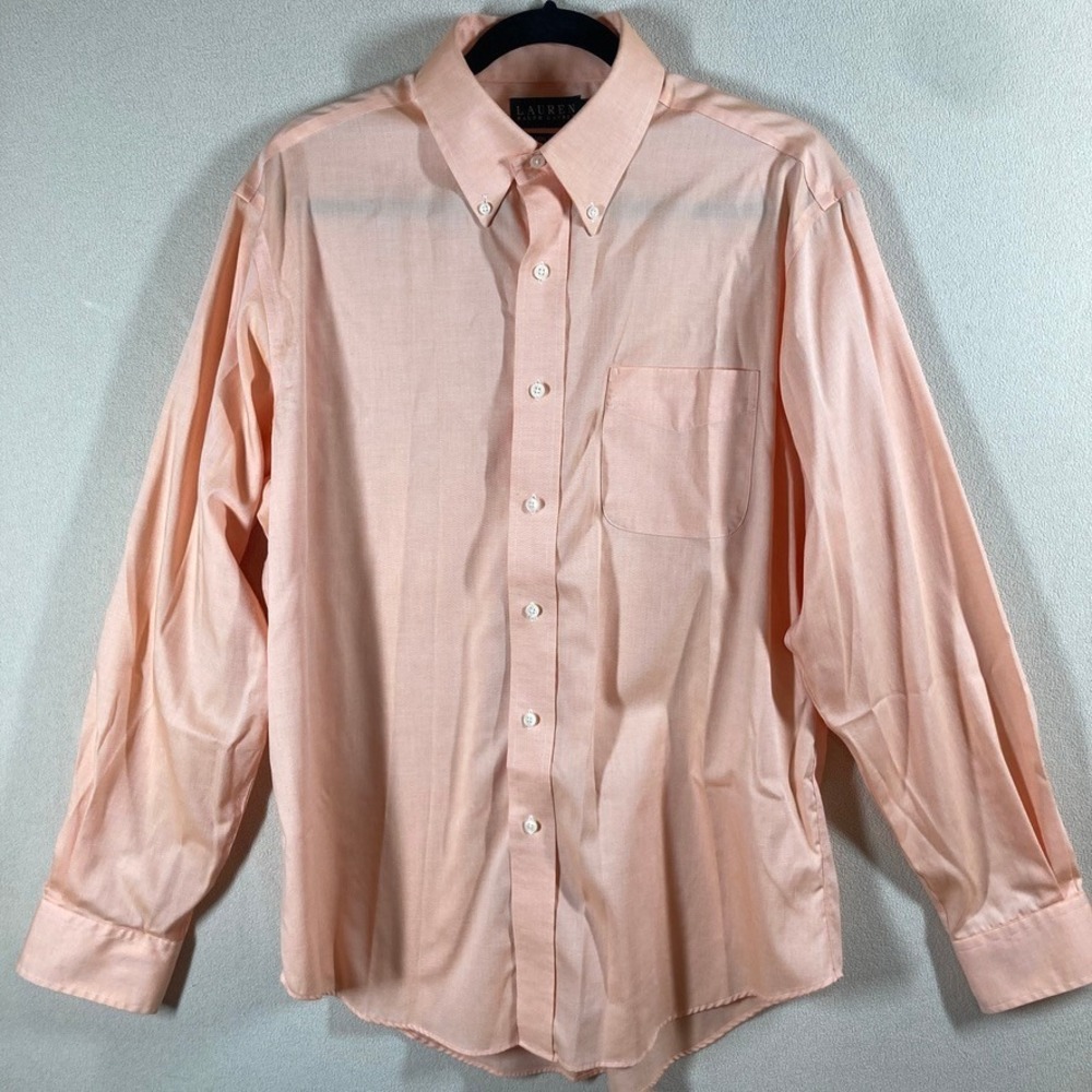 Lauren Ralph Lauren‎ Men's Button Down Dress Shirt 16 34/35 Peach Cotton Preppy